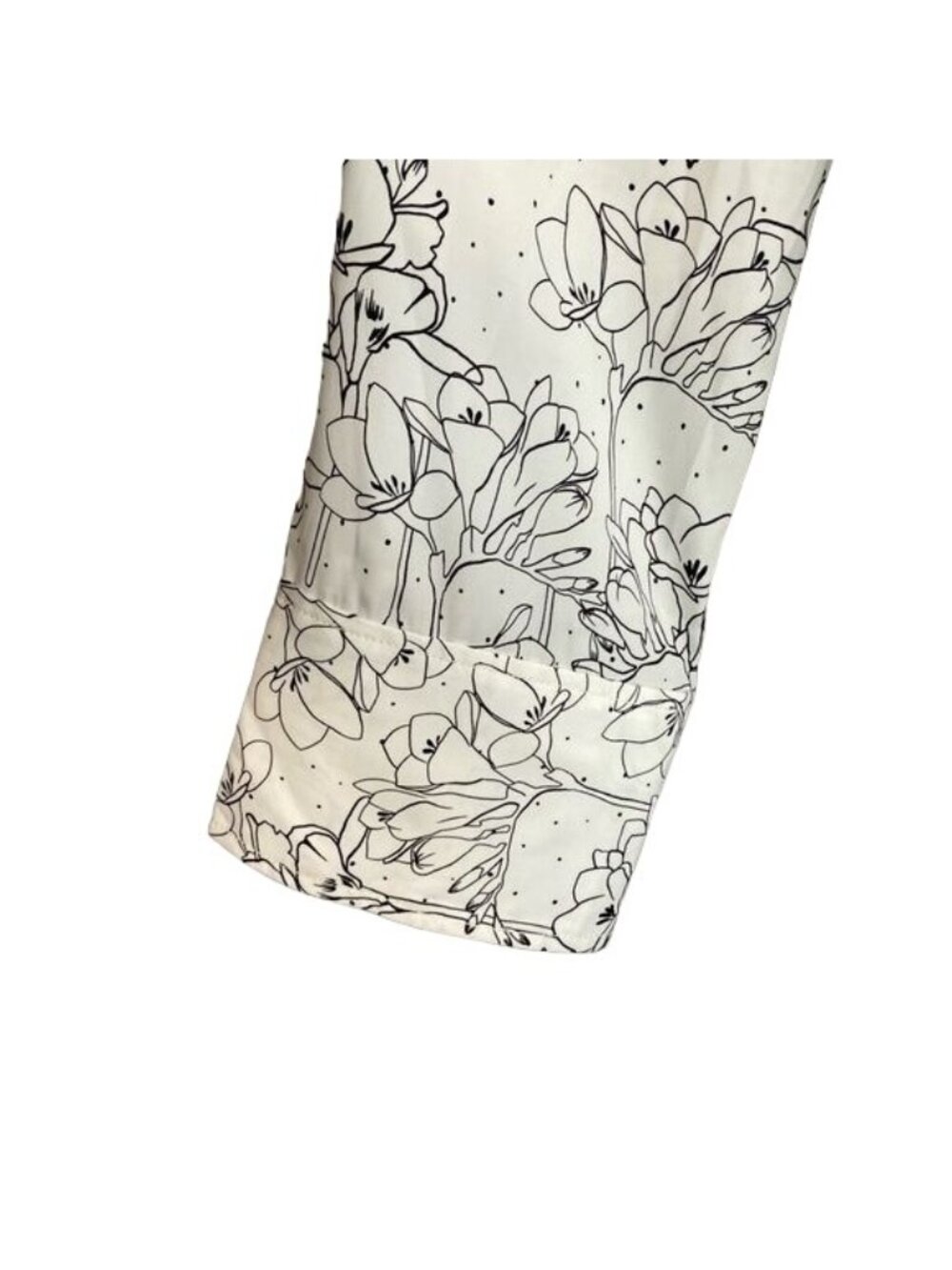 Treasure & Bond Floral Print Button-Up Blouse Long Sleeve White & Black Womens X - Picture 4 of 11